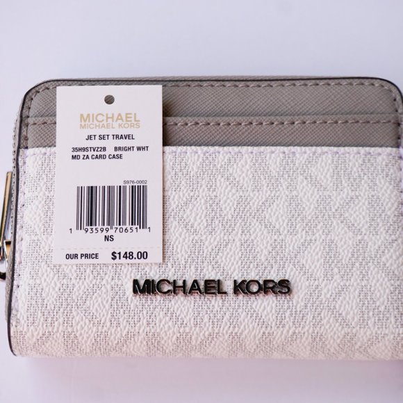 Michael Kors JST Card Case ZA Wallet MK White Grey - Picture 4 of 8